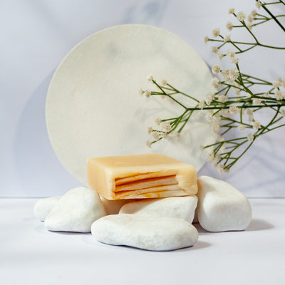 handmade champagne scented shea butter soap bar